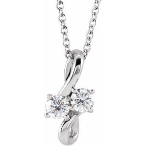 Sterling Silver 1/5 CTW Natural Diamond Two-Stone Bypass 16-18" Necklace