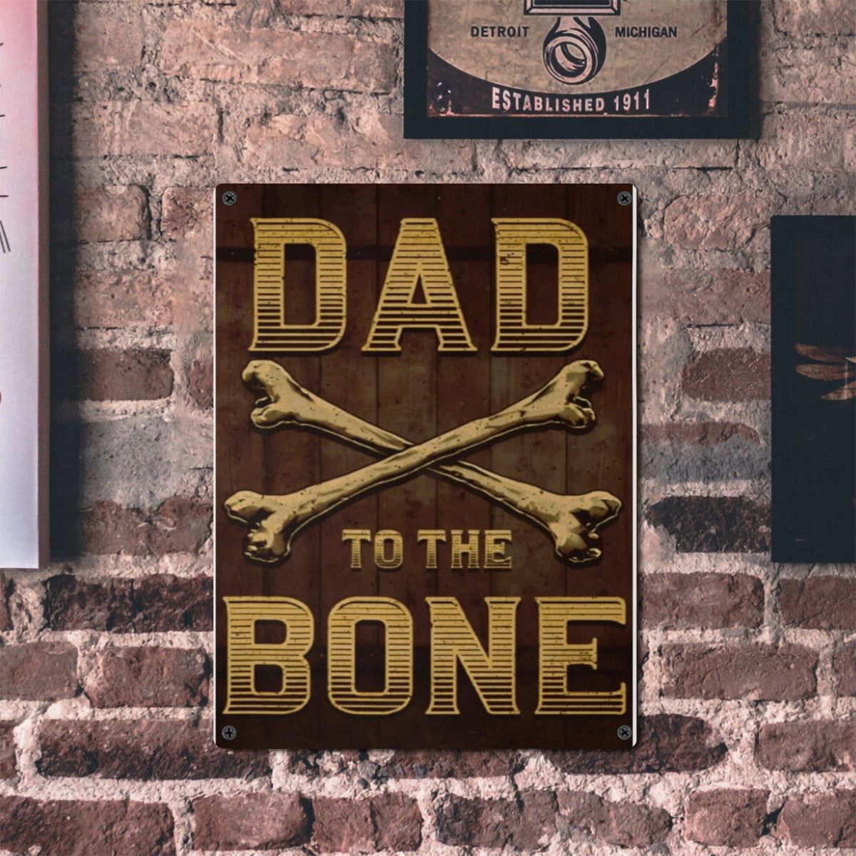 Dad to the Bone Father's Day Metal Tin Sign 12"x16" (Made in USA)