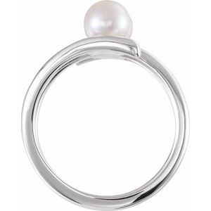 14K White Gold Cultured White Freshwater Pearl Two-Stone Ring