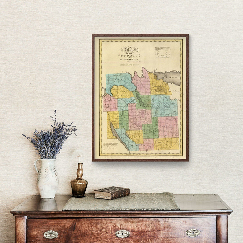 Vintage Map of Onondaga County, New York 1829