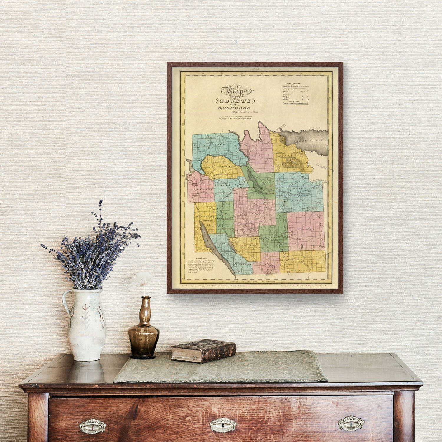 Vintage Map of Onondaga County, New York 1829