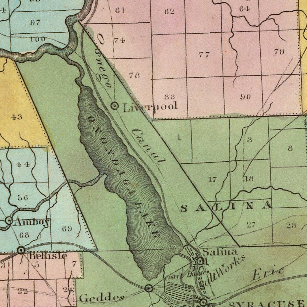 Vintage Map of Onondaga County, New York 1829