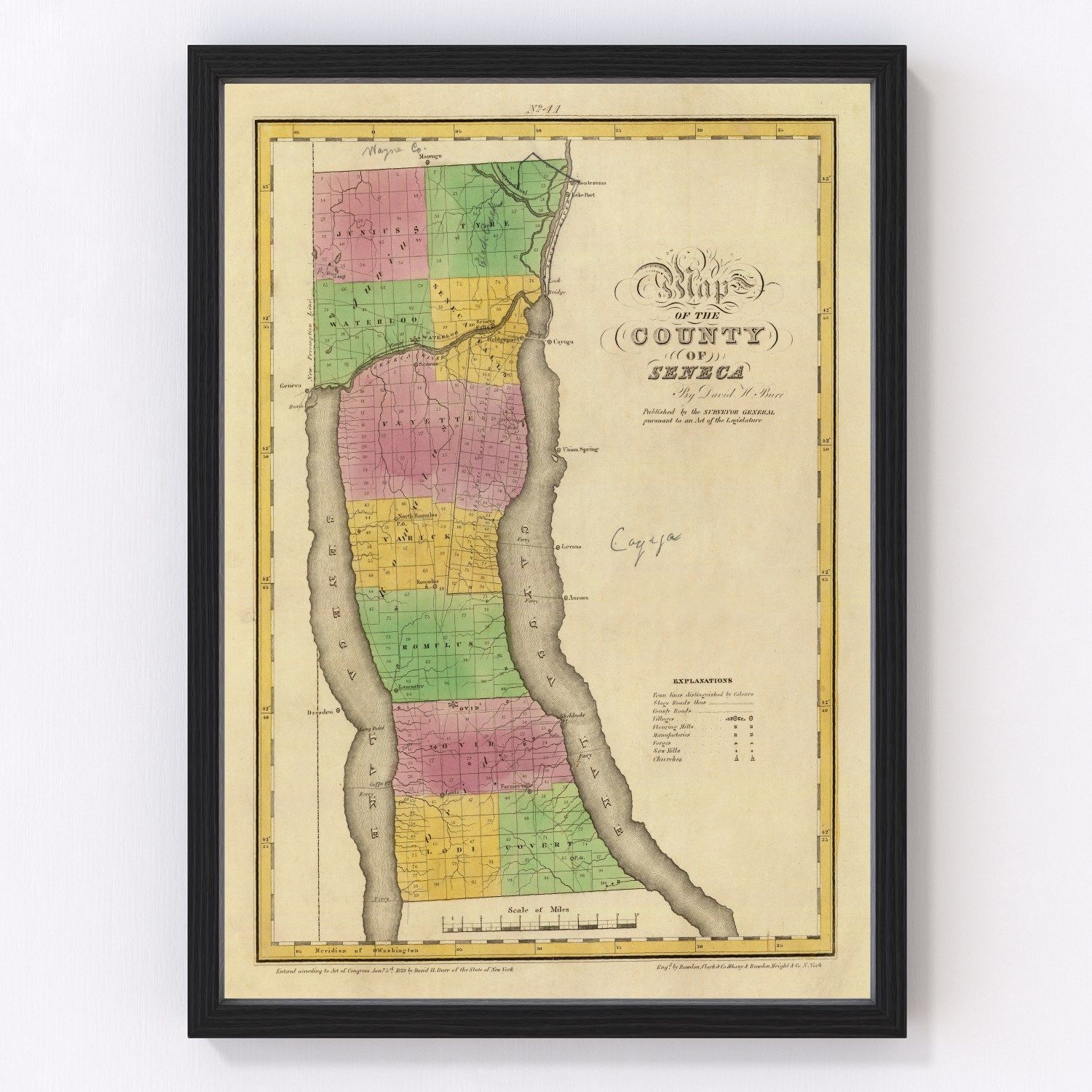 Vintage Map of Seneca County, New York 1829