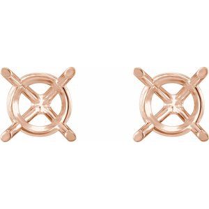 14K Rose Gold 2.5 mm Round 4-Prong Cocktail-Style Earring Mounting – image 2