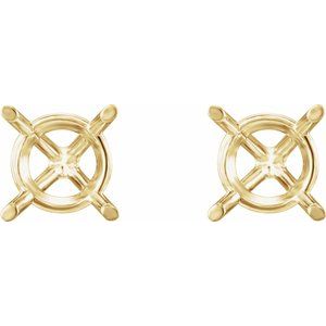 18K Yellow Gold 4 mm Round 4-Prong Cocktail-Style Earring Mounting – image 2