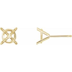 18K Yellow Gold 3.5 mm Round 4-Prong Cocktail-Style Earring Mounting