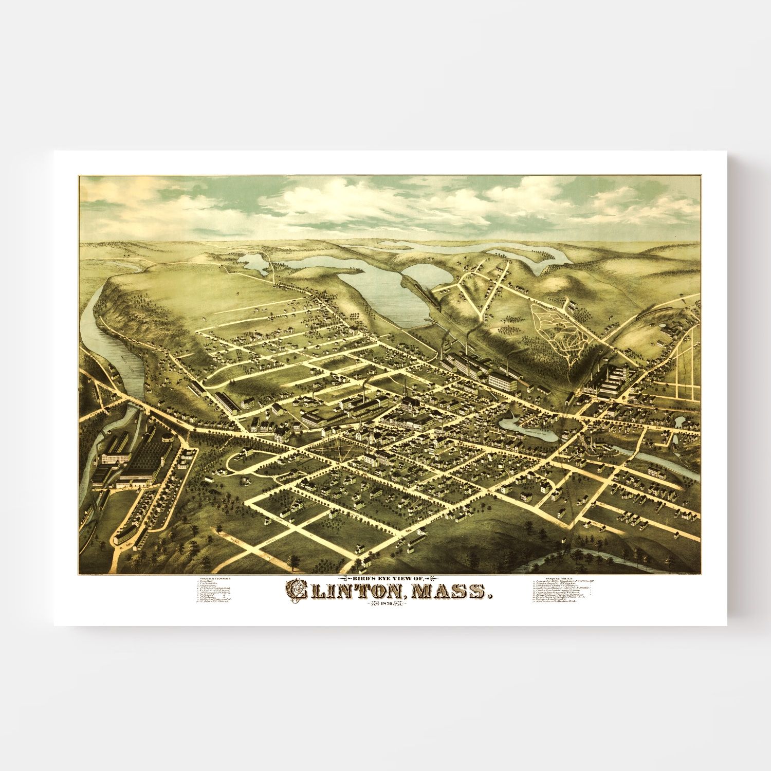 Vintage Map of Clinton, Massachusetts 1876