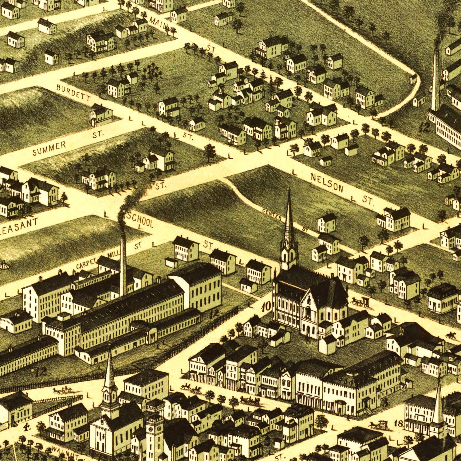 Vintage Map of Clinton, Massachusetts 1876