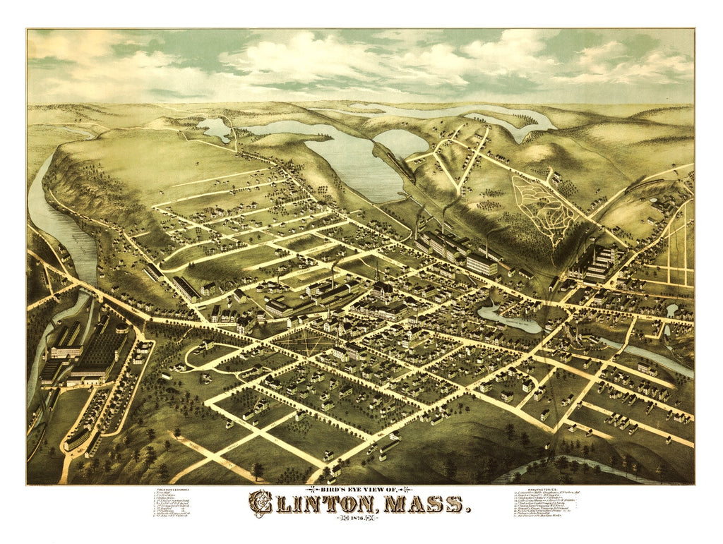 Vintage Map of Clinton, Massachusetts 1876