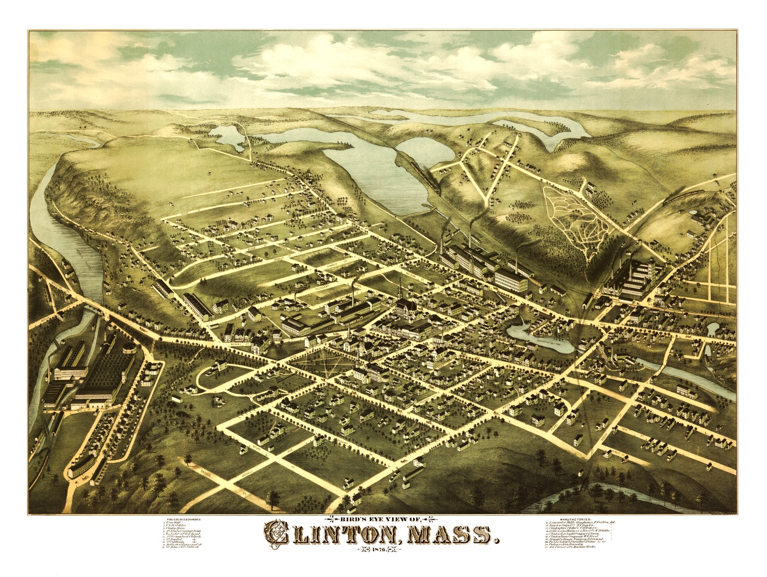 Vintage Map of Clinton, Massachusetts 1876