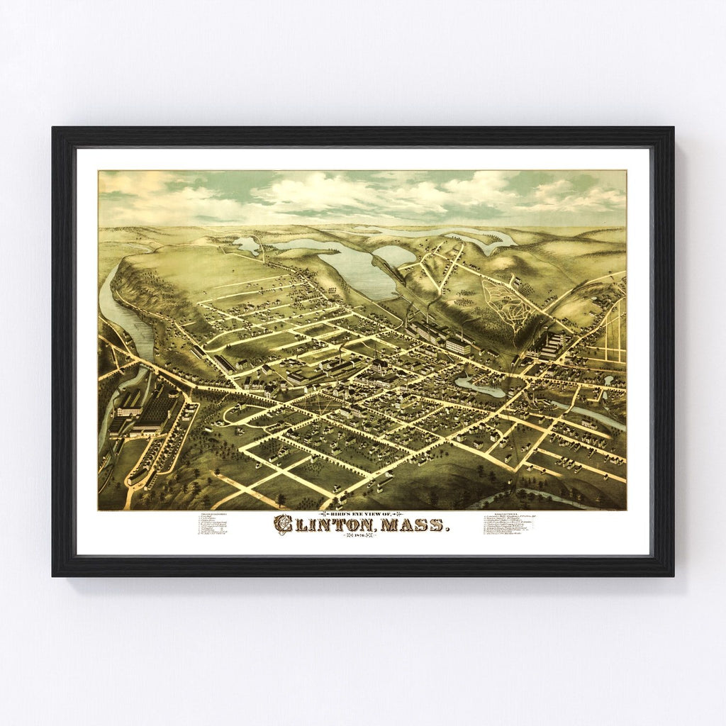 Vintage Map of Clinton, Massachusetts 1876