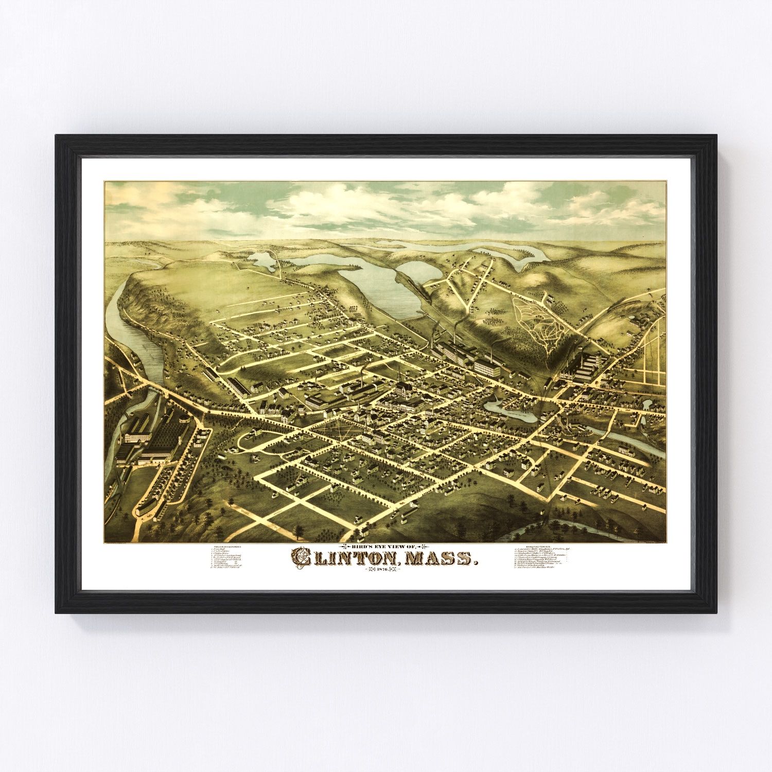 Vintage Map of Clinton, Massachusetts 1876