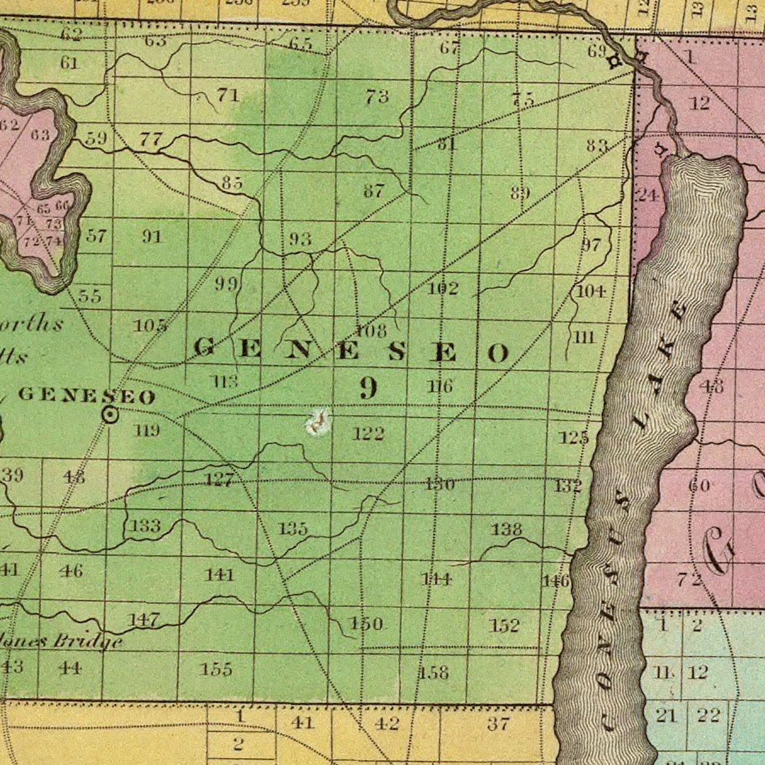 Vintage Map of Livingston County, New York 1829