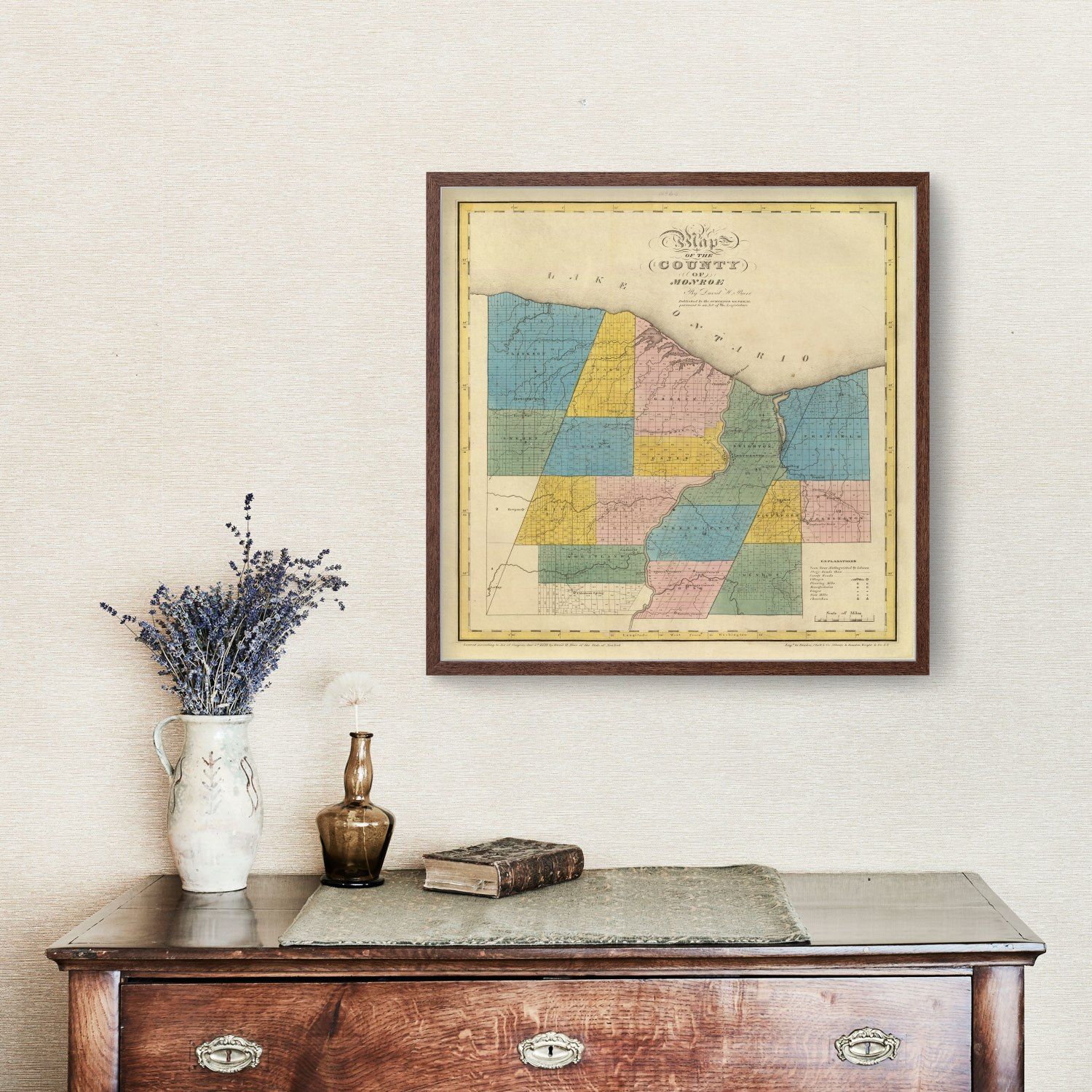 Vintage Map of Monroe County, New York 1829