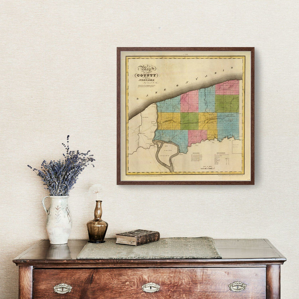 Vintage Map of Niagara County, New York 1829