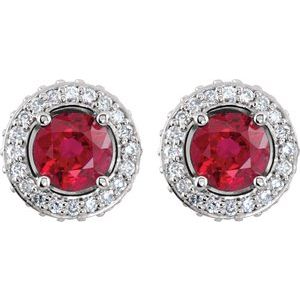 14K White Gold Natural Ruby & 1/3 CTW Natural Diamond Earrings – image 2