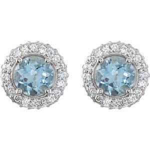14K White Gold Natural Aquamarine & 1/3 CTW Natural Diamond Earrings – image 2