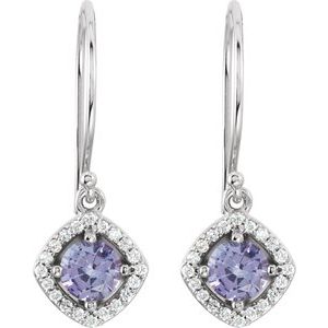 14K White Gold Natural Tanzanite & 1/5 CTW Natural Diamond Earrings – image 2