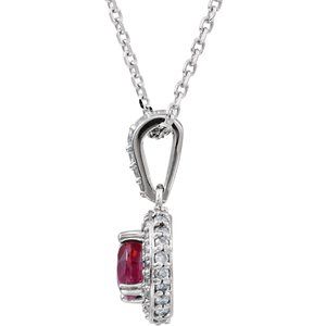 Platinum Natural Ruby & 1/5 CTW Natural Diamond 18" Necklace