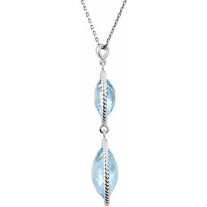 Sterling Silver Natural Sky Blue Topaz Two-Stone 18" Necklace