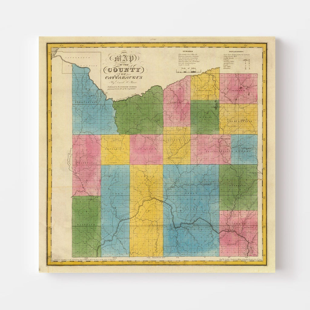 Vintage Map of Cattaraugus County, New York 1829