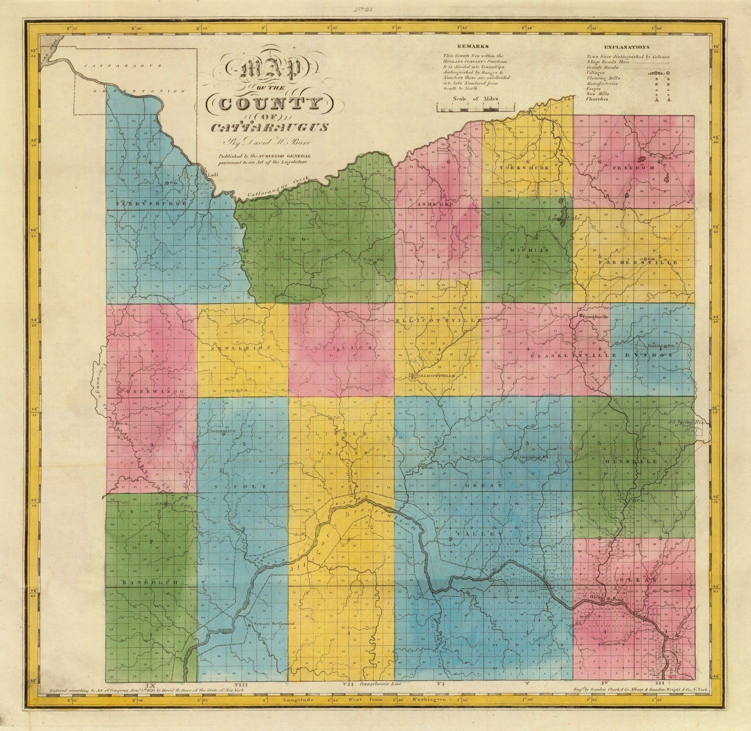 Vintage Map of Cattaraugus County, New York 1829