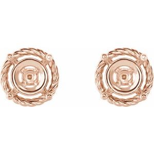 14K Rose Gold 8 mm Rope Earring Mounting – image 2