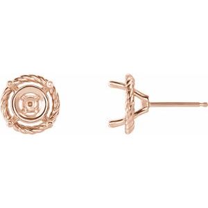 14K Rose Gold 8 mm Rope Earring Mounting