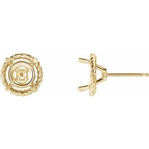 18K Yellow Gold 7 mm Round Rope Earring Mounting