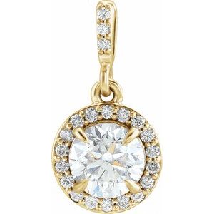 14K Yellow Gold 9/10 CTW Lab-Grown Diamond Halo-Style Pendant