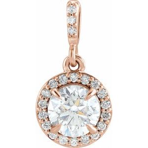 14K Rose Gold 9/10 CTW Lab-Grown Diamond Halo-Style Pendant