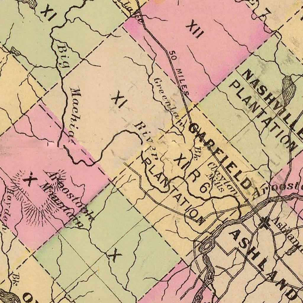 Vintage Map of Aroostook County, Maine 1885