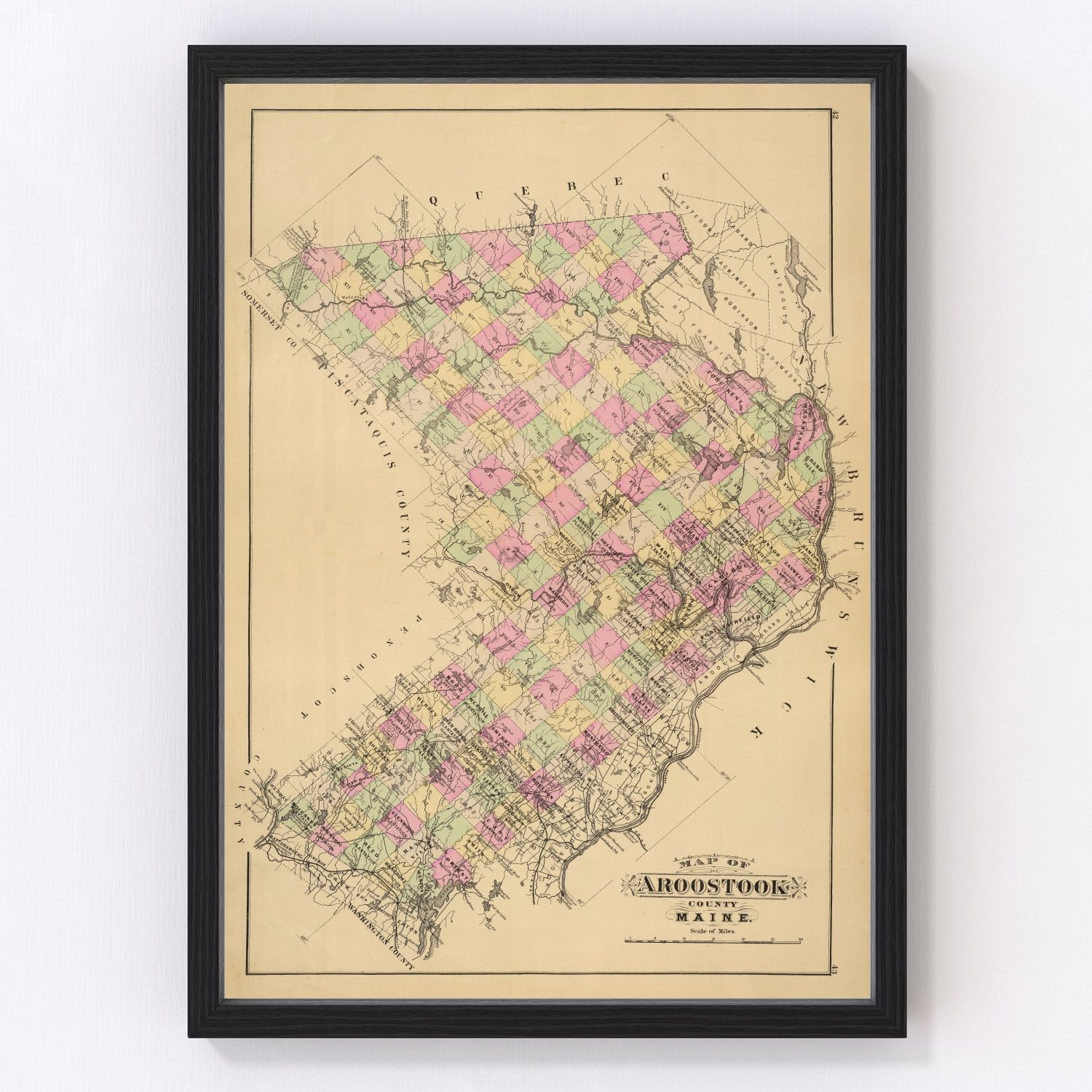 Vintage Map of Aroostook County, Maine 1885