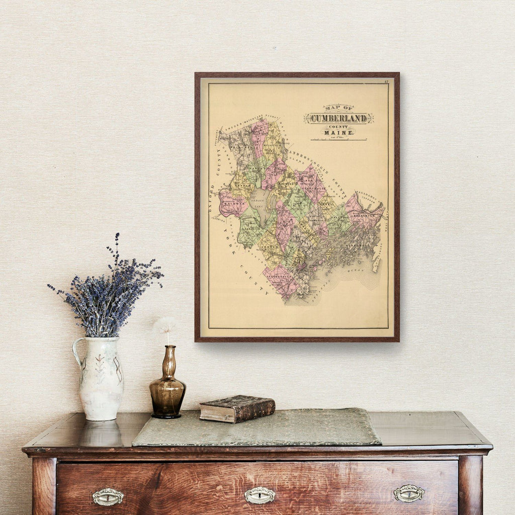 Vintage Map of Cumberland County, Maine 1885