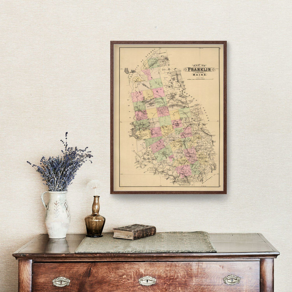 Vintage Map of Franklin County, Maine 1885