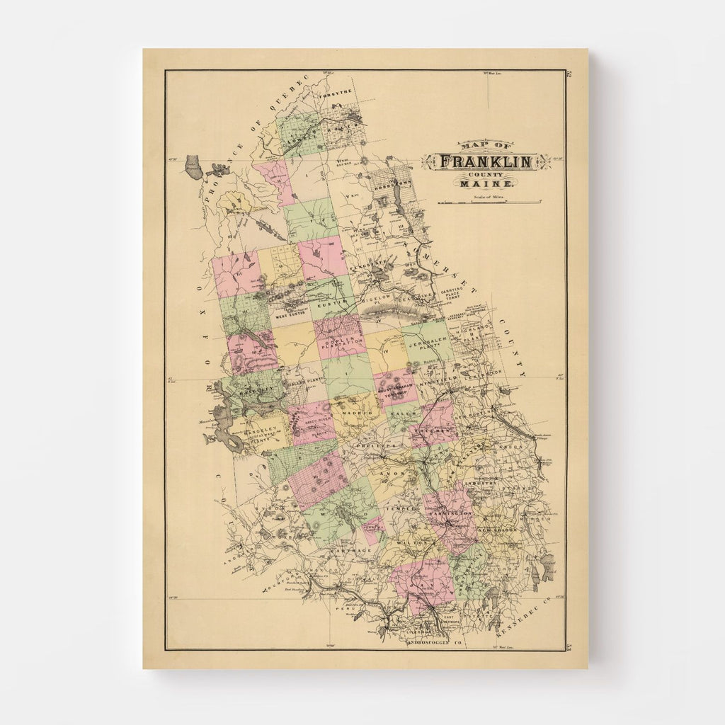 Vintage Map of Franklin County, Maine 1885