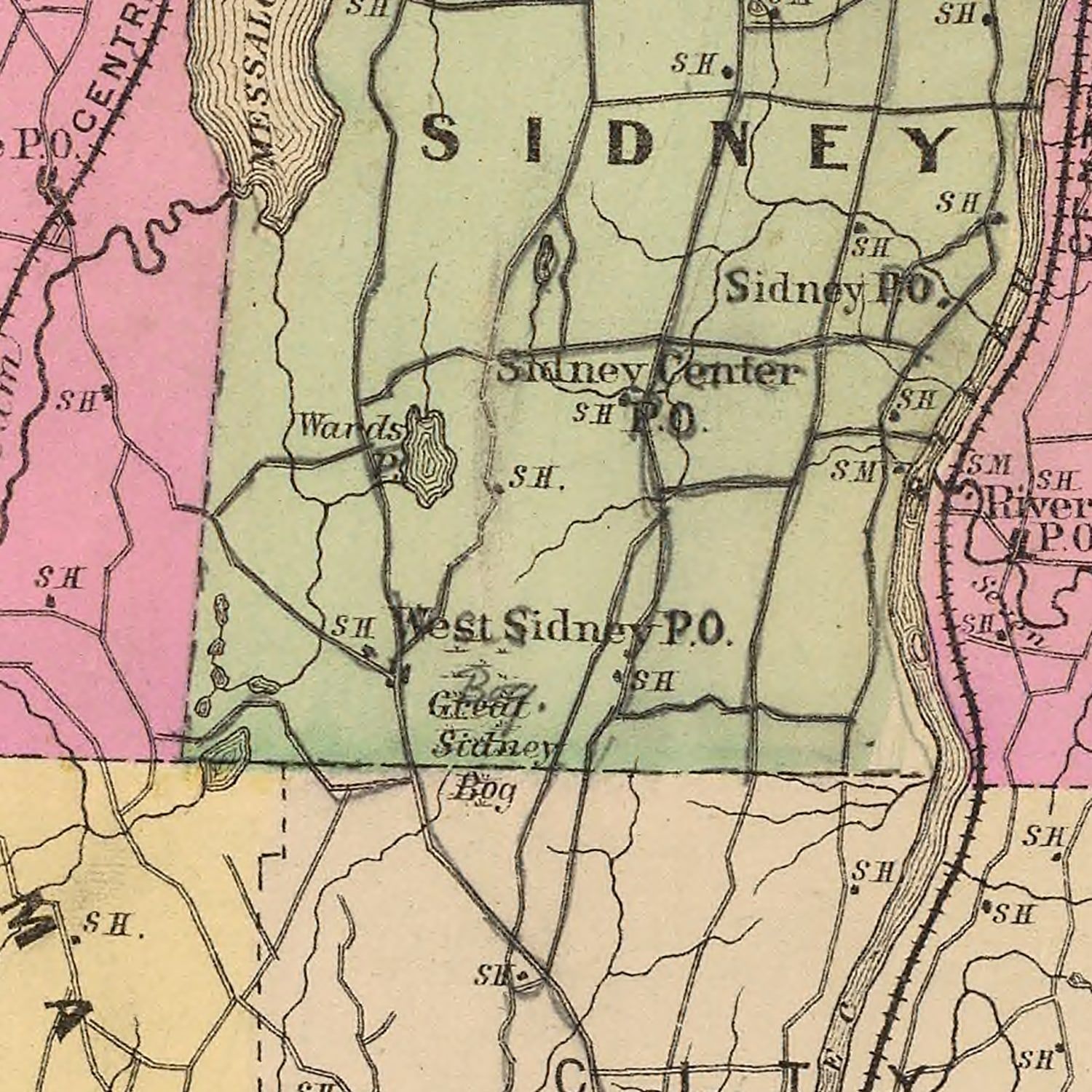 Vintage Map of Kennebec County, Maine 1885