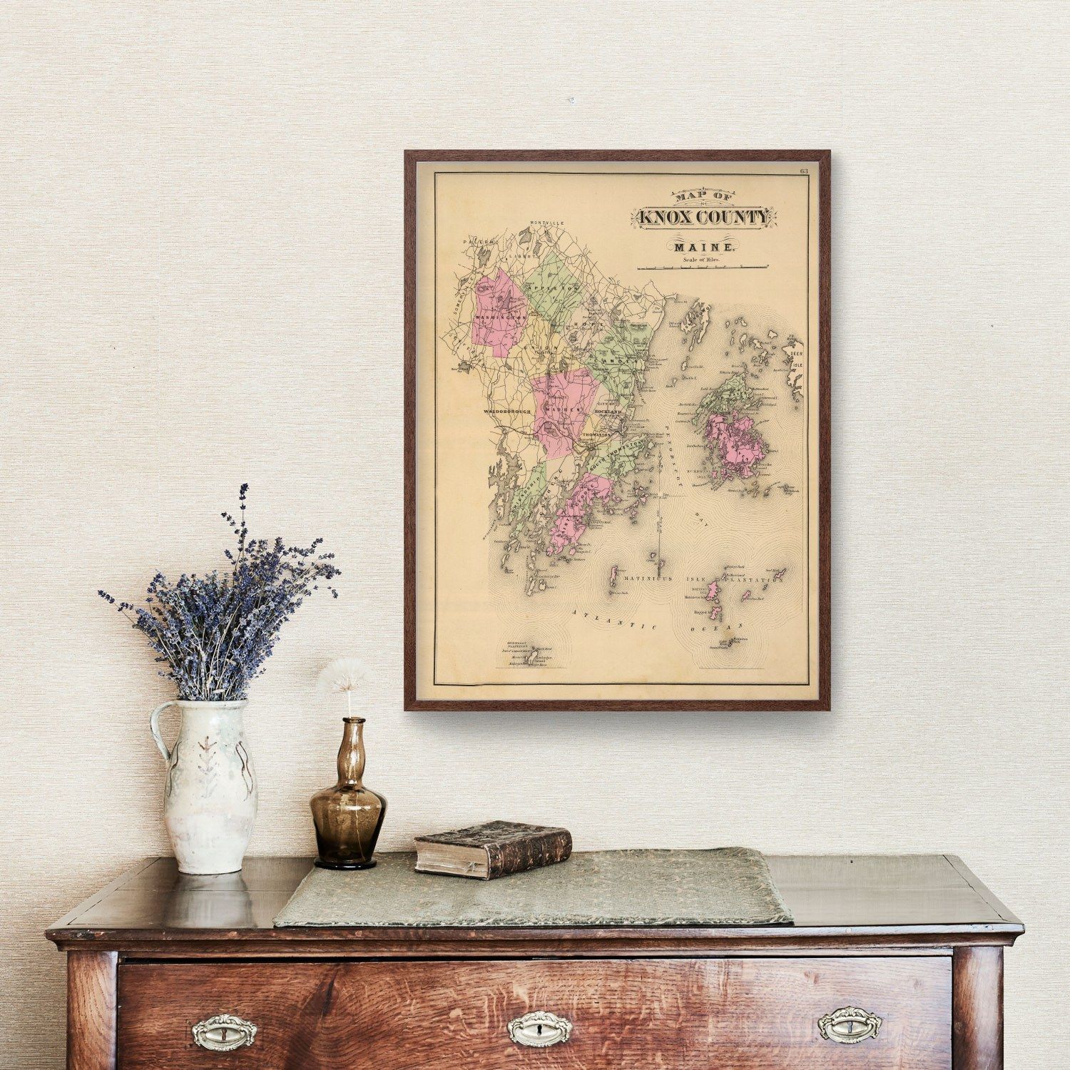 Vintage Map of Knox County, Maine 1885