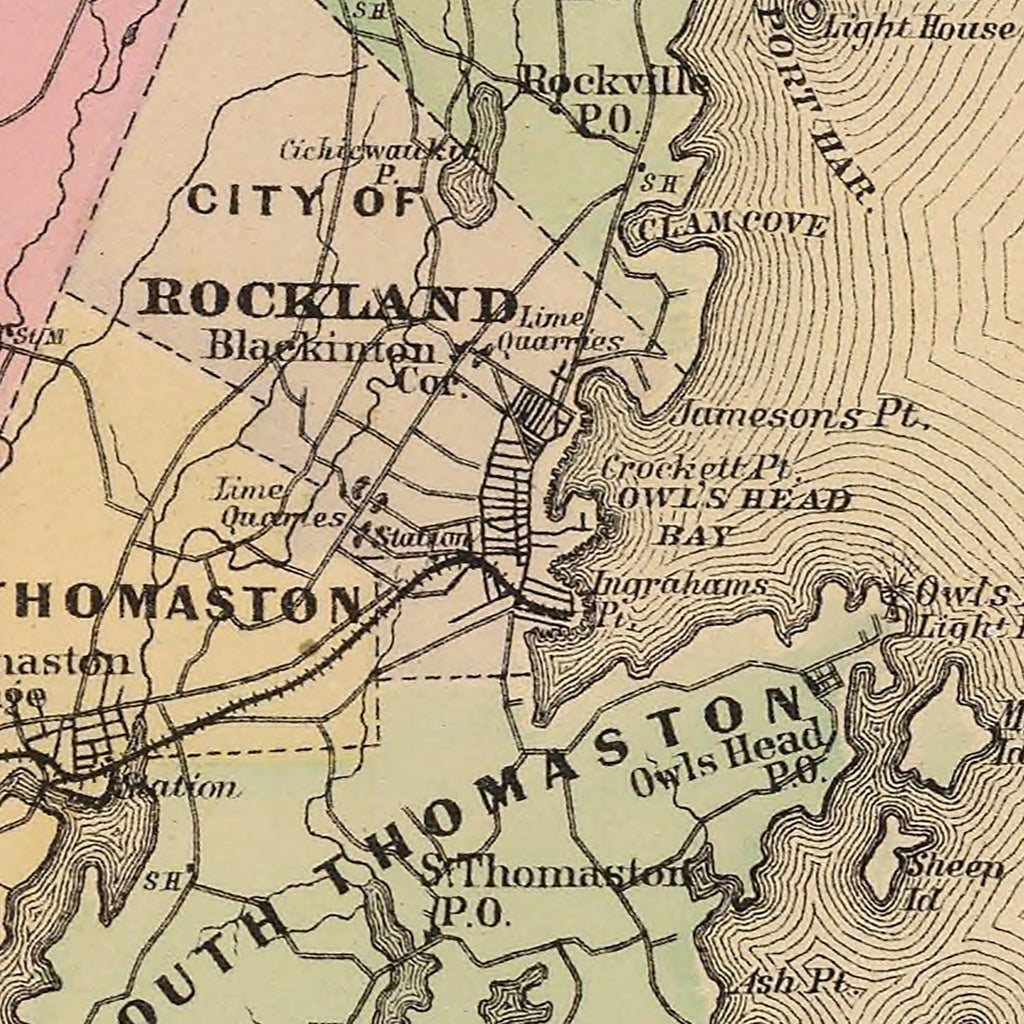 Vintage Map of Knox County, Maine 1885