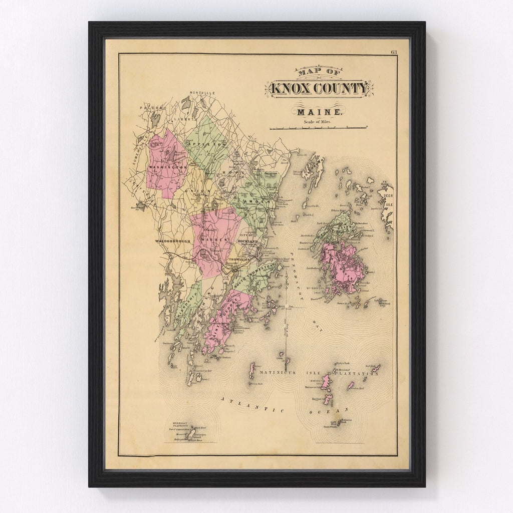 Vintage Map of Knox County, Maine 1885