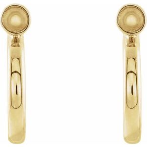 14K Yellow Gold 2 mm Round Bezel-Set Huggie Earring Mounting – image 2