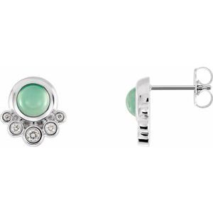 14K Rose Gold Natural White Opal & 1/8 CTW Natural Diamond Earrings – image 4