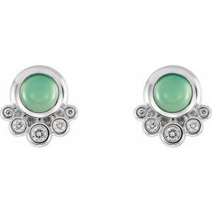 Sterling Silver  Natural Green Chrysoprase & 1/8 CTW Natural Diamond Earrings – image 2