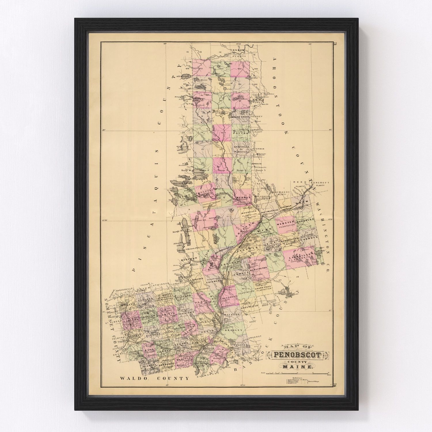 Vintage Map of Penobscot County, Maine 1885