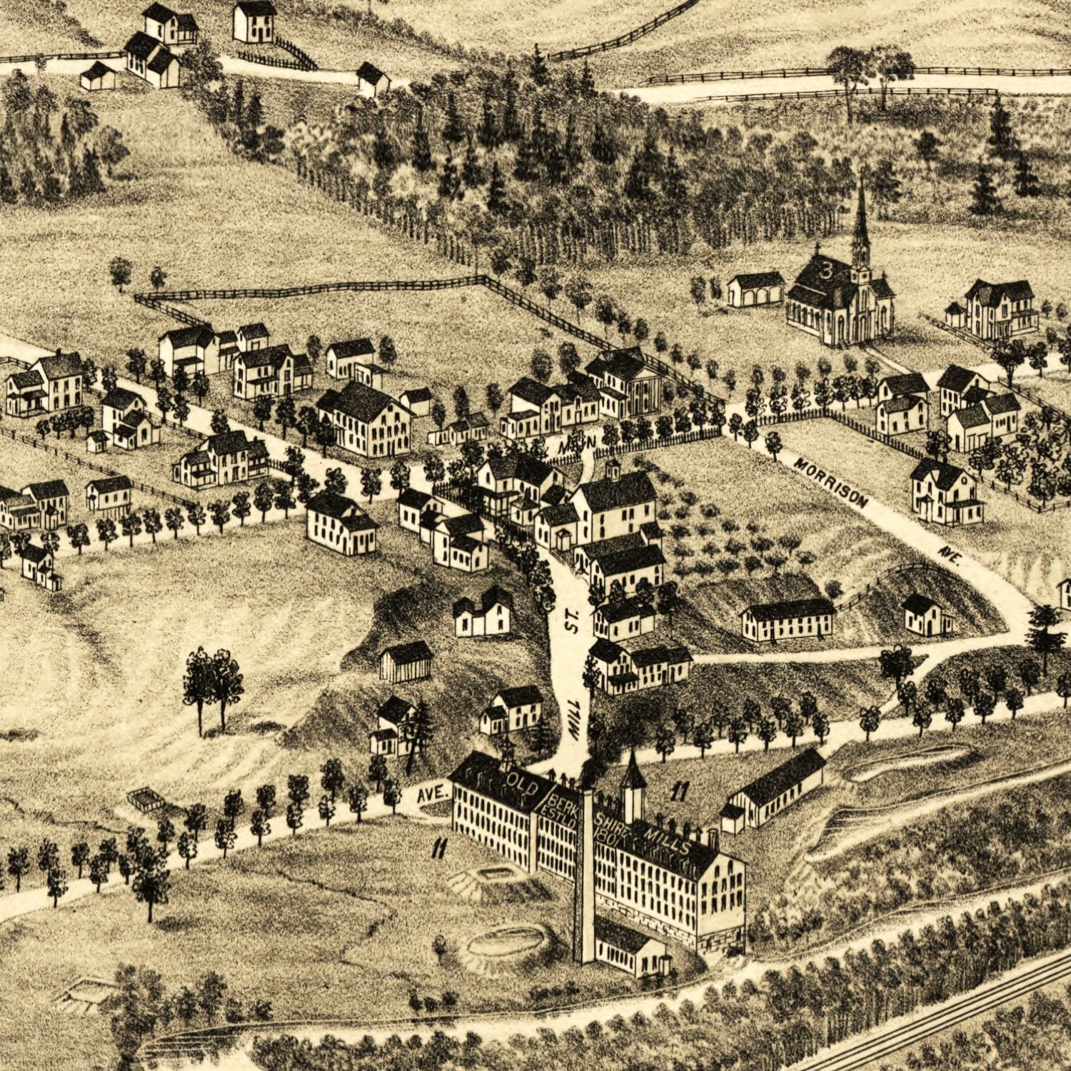 Vintage Map of Dalton, Massachusetts 1884