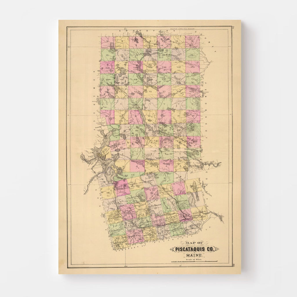 Vintage Map of Piscataquis County, Maine 1885