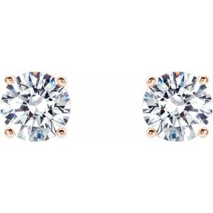 14K Rose Gold 1 CTW Lab-Grown Diamond 4-Prong Stud Earrings