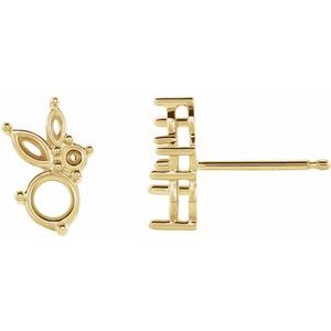 14K Yellow Gold Left Multi-Shape Earring Mounting