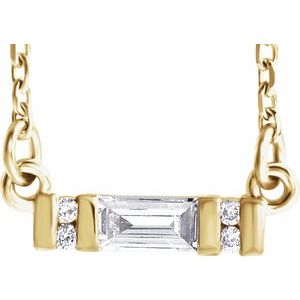 14K Yellow Gold 1/10 CTW Natural Diamond Bar 16-18" Necklace