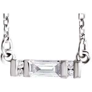 Sterling Silver 1/10 CTW Natural Diamond Bar 16-18" Necklace